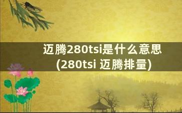 迈腾280tsi是什么意思(280tsi 迈腾排量)